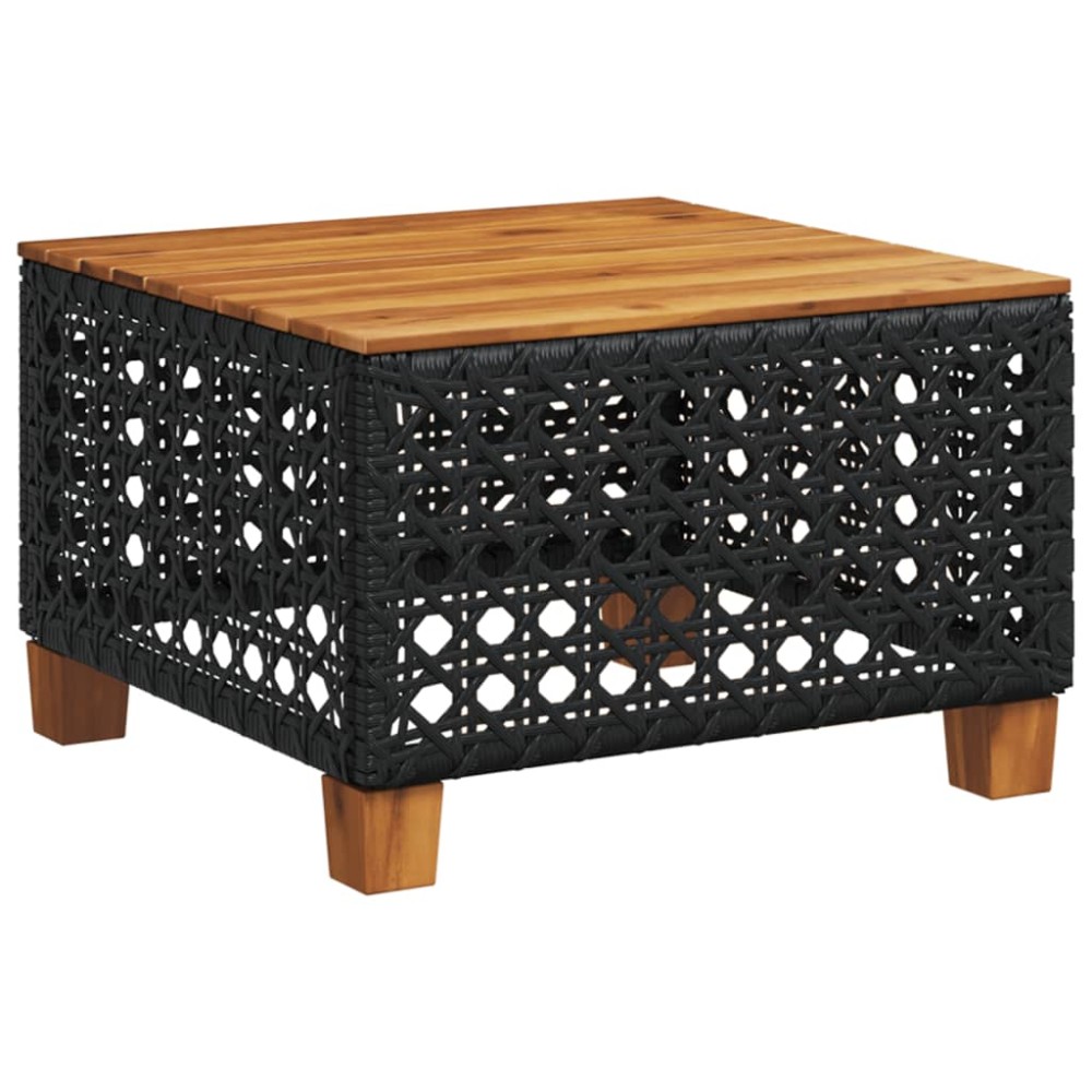 vidaXL Masă de grădină, negru, 55x55x36 cm, poliratan și lemn acacia