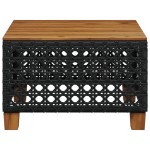 vidaXL Masă de grădină, negru, 55x55x36 cm, poliratan și lemn acacia