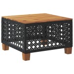 vidaXL Masă de grădină, negru, 55x55x36 cm, poliratan și lemn acacia