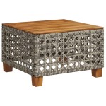 vidaXL Masă de grădină, gri, 55x55x36 cm, poliratan și lemn acacia vidaXL Masă de grădină, gri, 55x55x36 cm, poliratan și lemn acacia