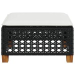 vidaXL Taburet de grădină cu pernă, negru, 63,5x56x32 cm, poliratan