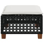 vidaXL Taburet de grădină cu pernă, negru, 63,5x56x32 cm, poliratan