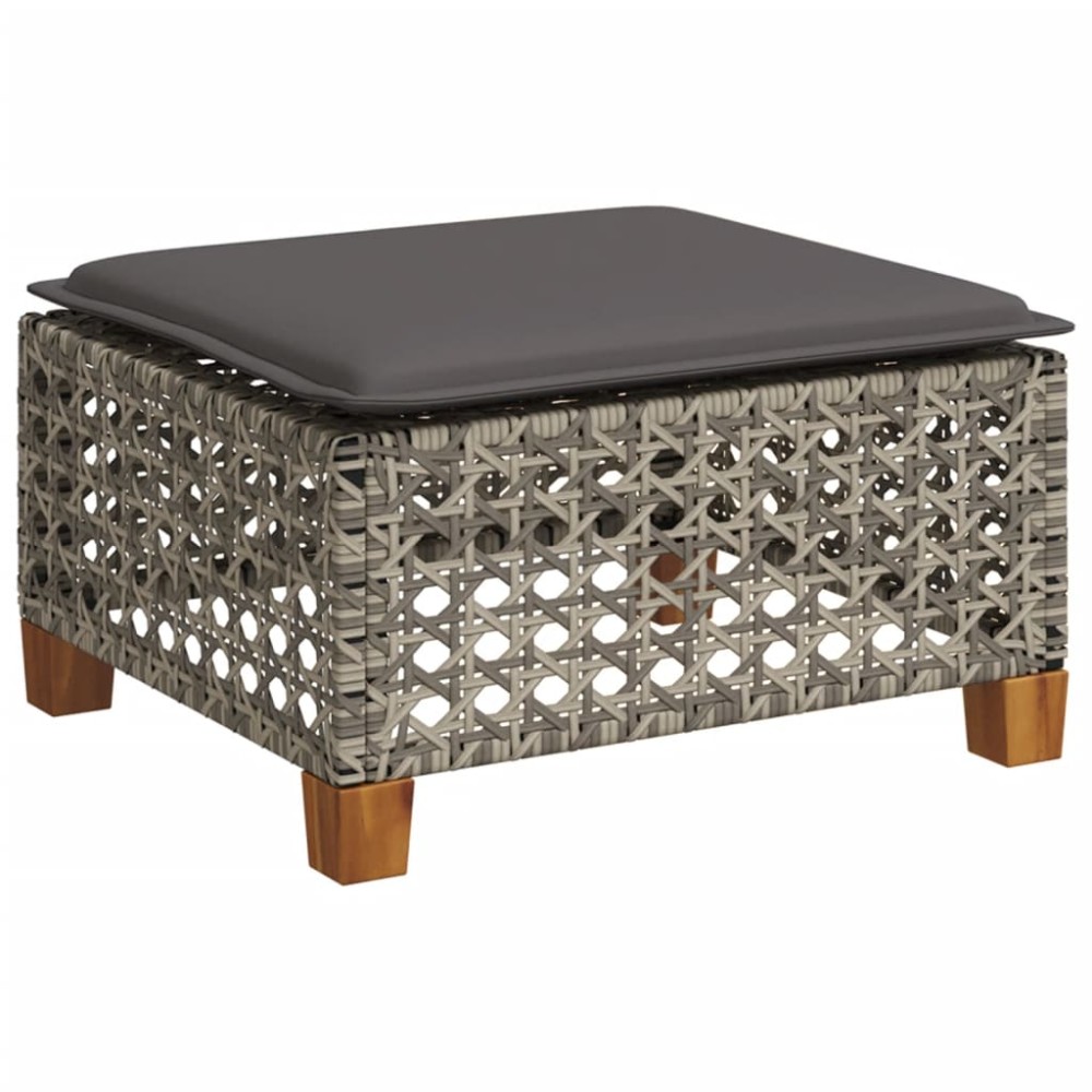 vidaXL Taburet de grădină cu pernă, gri, 63,5x56x32 cm, poliratan