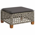 vidaXL Taburet de grădină cu pernă, gri, 63,5x56x32 cm, poliratan vidaXL Taburet de grădină cu pernă, gri, 63,5x56x32 cm, poliratan