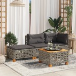 vidaXL Taburet de grădină cu pernă, gri, 63,5x56x32 cm, poliratan vidaXL Taburet de grădină cu pernă, gri, 63,5x56x32 cm, poliratan