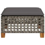 vidaXL Taburet de grădină cu pernă, gri, 63,5x56x32 cm, poliratan vidaXL Taburet de grădină cu pernă, gri, 63,5x56x32 cm, poliratan