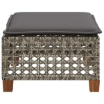 vidaXL Taburet de grădină cu pernă, gri, 63,5x56x32 cm, poliratan vidaXL Taburet de grădină cu pernă, gri, 63,5x56x32 cm, poliratan