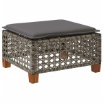 vidaXL Taburet de grădină cu pernă, gri, 63,5x56x32 cm, poliratan vidaXL Taburet de grădină cu pernă, gri, 63,5x56x32 cm, poliratan