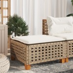 vidaXL Taburet de grădină cu pernă, bej, 63,5x56x32 cm, poliratan vidaXL Taburet de grădină cu pernă, bej, 63,5x56x32 cm, poliratan