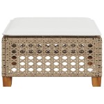 vidaXL Taburet de grădină cu pernă, bej, 63,5x56x32 cm, poliratan vidaXL Taburet de grădină cu pernă, bej, 63,5x56x32 cm, poliratan