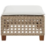 vidaXL Taburet de grădină cu pernă, bej, 63,5x56x32 cm, poliratan vidaXL Taburet de grădină cu pernă, bej, 63,5x56x32 cm, poliratan