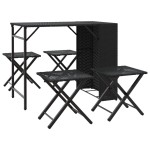 vidaXL Set mobilier de grădină, pliabil, 5 piese, negru, poliratan