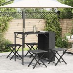 vidaXL Set mobilier de grădină, pliabil, 5 piese, negru, poliratan