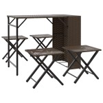 vidaXL Set mobilier de grădină, pliabil, 5 piese, maro, poliratan
