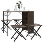 vidaXL Set mobilier de grădină, pliabil, 5 piese, maro, poliratan
