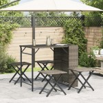 vidaXL Set mobilier de grădină, pliabil, 5 piese, gri, poliratan