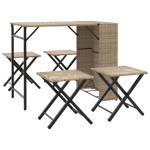 vidaXL Set mobilier de grădină, pliabil, 5 piese, bej, poliratan