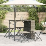 vidaXL Set mobilier de grădină, pliabil, 5 piese gri deschis poliratan vidaXL Set mobilier de grădină, pliabil, 5 piese gri deschis poliratan