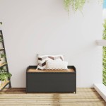 vidaXL Bancă depozitare grădină, negru, 100x50x52 cm, poliratan/acacia