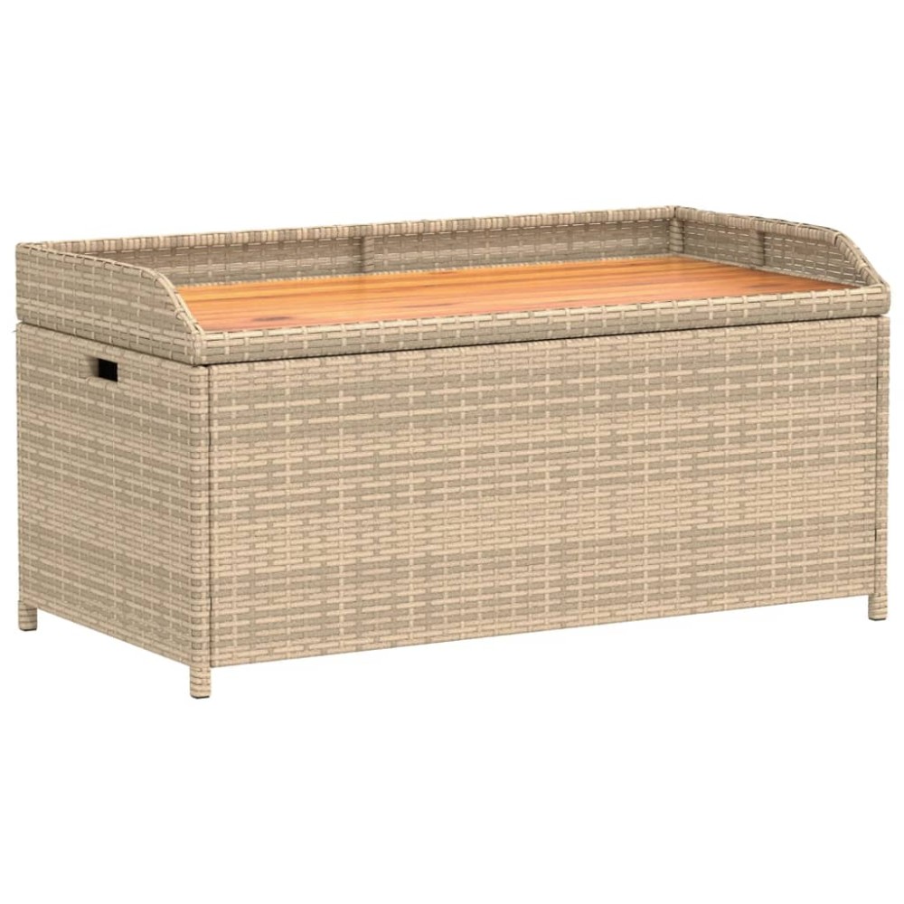 vidaXL Bancă depozitare grădină, bej mix 100x50x52 cm poliratan/acacia