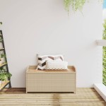 vidaXL Bancă depozitare grădină, bej mix 100x50x52 cm poliratan/acacia