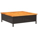 vidaXL Mască suport umbrelă de soare negru 70x70x25cm poliratan/acacia vidaXL Mască suport umbrelă de soare negru 70x70x25cm poliratan/acacia