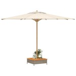 vidaXL Mască suport umbrelă de soare, gri 70x70x25 cm poliratan/acacia vidaXL Mască suport umbrelă de soare, gri 70x70x25 cm poliratan/acacia