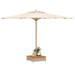 vidaXL Mască suport umbrelă de soare, bej 70x70x25 cm poliratan/acacia vidaXL Mască suport umbrelă de soare, bej 70x70x25 cm poliratan/acacia