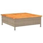 vidaXL Mască suport umbrelă de soare, bej 70x70x25 cm poliratan/acacia vidaXL Mască suport umbrelă de soare, bej 70x70x25 cm poliratan/acacia