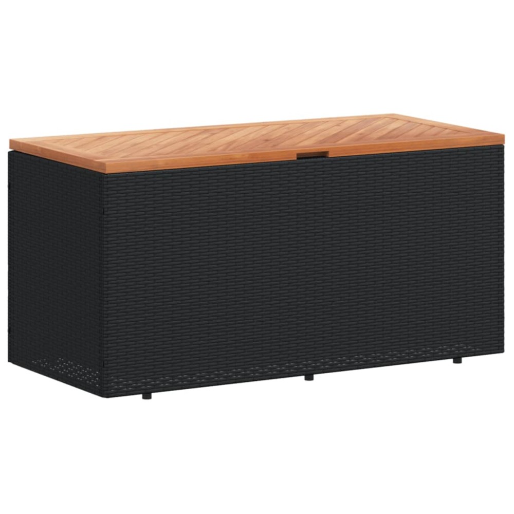 vidaXL Ladă depozitare grădină negru 110x50x54cm lemn acacia/poliratan