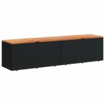 vidaXL Ladă depozitare grădină negru 220x50x54cm poliratan lemn acacia vidaXL Ladă depozitare grădină negru 220x50x54cm poliratan lemn acacia