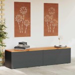 vidaXL Ladă depozitare grădină negru 220x50x54cm poliratan lemn acacia vidaXL Ladă depozitare grădină negru 220x50x54cm poliratan lemn acacia