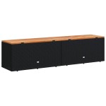 vidaXL Ladă depozitare grădină negru 220x50x54cm poliratan lemn acacia vidaXL Ladă depozitare grădină negru 220x50x54cm poliratan lemn acacia