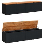 vidaXL Ladă depozitare grădină negru 220x50x54cm poliratan lemn acacia vidaXL Ladă depozitare grădină negru 220x50x54cm poliratan lemn acacia