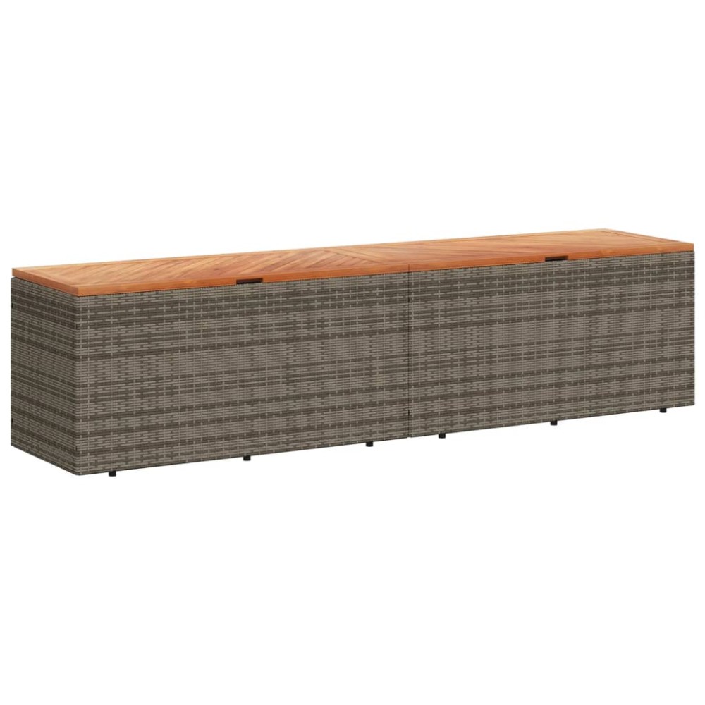 vidaXL Ladă depozitare grădină gri 220x50x54 cm poliratan lemn acacia