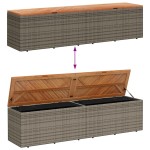 vidaXL Ladă depozitare grădină gri 220x50x54 cm poliratan lemn acacia vidaXL Ladă depozitare grădină gri 220x50x54 cm poliratan lemn acacia