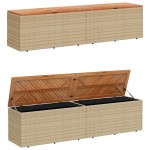 vidaXL Cutie depozitare grădină bej 220x50x54 cm lemn acacia poliratan vidaXL Cutie depozitare grădină bej 220x50x54 cm lemn acacia poliratan