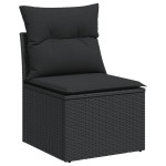 vidaXL Canapea de grădină fără cotiere, cu perne, negru, poliratan vidaXL Canapea de grădină fără cotiere, cu perne, negru, poliratan