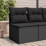 vidaXL Canapea de grădină fără cotiere, cu perne, negru, poliratan vidaXL Canapea de grădină fără cotiere, cu perne, negru, poliratan