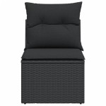vidaXL Canapea de grădină fără cotiere, cu perne, negru, poliratan vidaXL Canapea de grădină fără cotiere, cu perne, negru, poliratan