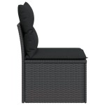 vidaXL Canapea de grădină fără cotiere, cu perne, negru, poliratan vidaXL Canapea de grădină fără cotiere, cu perne, negru, poliratan