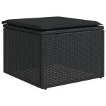 vidaXL Taburet de grădină cu pernă, negru, 55x55x37 cm, poliratan vidaXL Taburet de grădină cu pernă, negru, 55x55x37 cm, poliratan