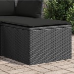 vidaXL Taburet de grădină cu pernă, negru, 55x55x37 cm, poliratan vidaXL Taburet de grădină cu pernă, negru, 55x55x37 cm, poliratan