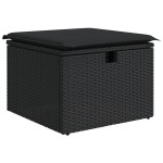 vidaXL Taburet de grădină cu pernă, negru, 55x55x37 cm, poliratan vidaXL Taburet de grădină cu pernă, negru, 55x55x37 cm, poliratan