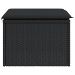 vidaXL Taburet de grădină cu pernă, negru, 55x55x37 cm, poliratan vidaXL Taburet de grădină cu pernă, negru, 55x55x37 cm, poliratan