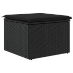 vidaXL Taburet de grădină cu pernă, negru, 55x55x37 cm, poliratan vidaXL Taburet de grădină cu pernă, negru, 55x55x37 cm, poliratan