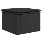 vidaXL Taburet de grădină cu pernă, negru, 55x55x37 cm, poliratan vidaXL Taburet de grădină cu pernă, negru, 55x55x37 cm, poliratan