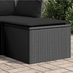 vidaXL Taburet de grădină cu pernă, negru, 55x55x37 cm, poliratan vidaXL Taburet de grădină cu pernă, negru, 55x55x37 cm, poliratan