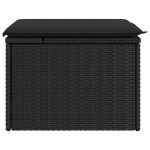 vidaXL Taburet de grădină cu pernă, negru, 55x55x37 cm, poliratan vidaXL Taburet de grădină cu pernă, negru, 55x55x37 cm, poliratan