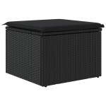vidaXL Taburet de grădină cu pernă, negru, 55x55x37 cm, poliratan vidaXL Taburet de grădină cu pernă, negru, 55x55x37 cm, poliratan